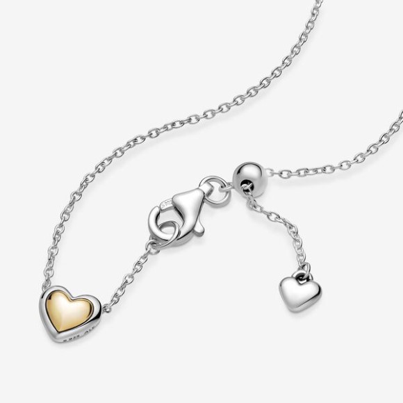 Domed Golden Heart Collier Necklace Pandora Jewellery South Africa