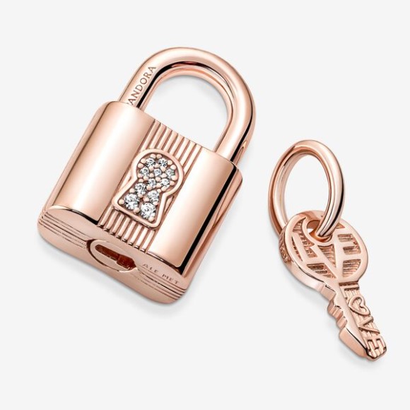 Padlock Key Dangle Charm Pandora Jewellery South Africa Rose Gold Plated