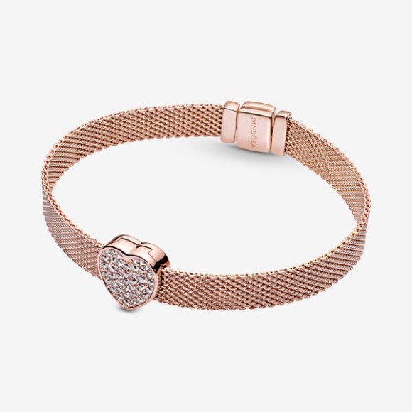Pave Heart Clip Charm Pandora Jewellery South Africa Rose Gold Plated