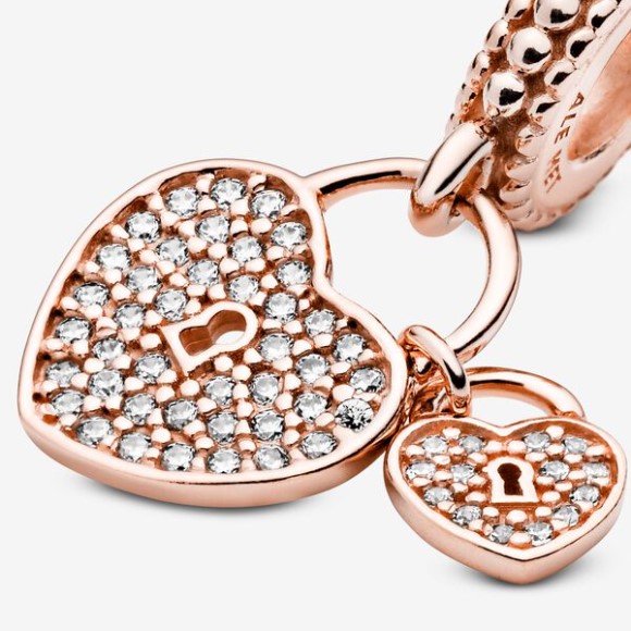 Pave Heart Padlocks Dangle Charm Pandora Jewellery South Africa