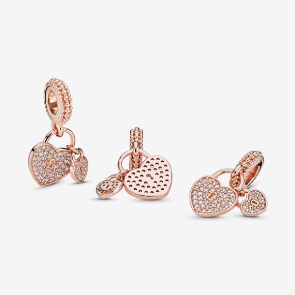 Pave Heart Padlocks Dangle Charm Pandora Jewellery South Africa