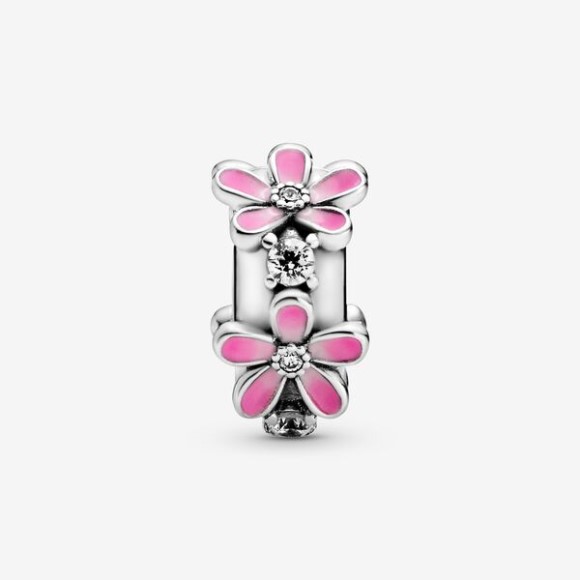 Pink Daisy Flower Clip Charm Pandora Jewellery South Africa Sterling Silver