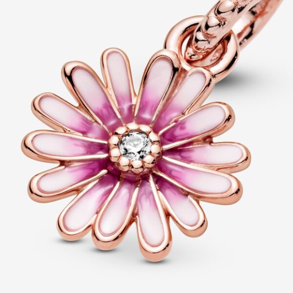 Pink Daisy Flower Dangle Charm Pandora Jewellery South Africa Rose Gold Plated