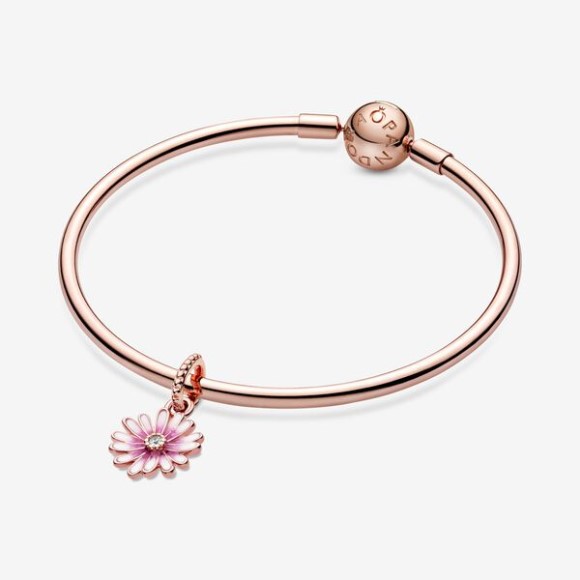 Pink Daisy Flower Dangle Charm Pandora Jewellery South Africa Rose Gold Plated