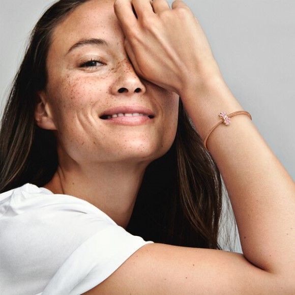 Pink Daisy Spacer Clip Charm Pandora Jewellery South Africa Rose Gold Plated