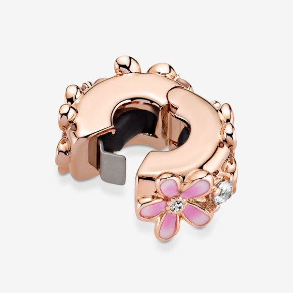Pink Daisy Spacer Clip Charm Pandora Jewellery South Africa Rose Gold Plated