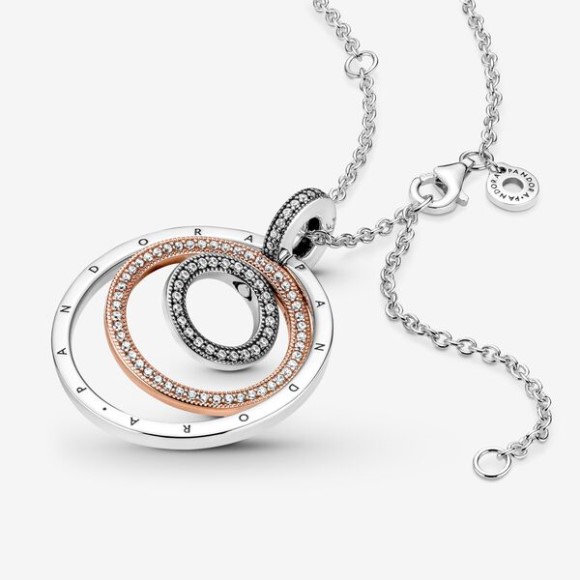 Two-Tone Circles Pendant Necklace Pandora Jewellery South Africa