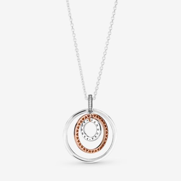 Two-Tone Circles Pendant Necklace Pandora Jewellery South Africa