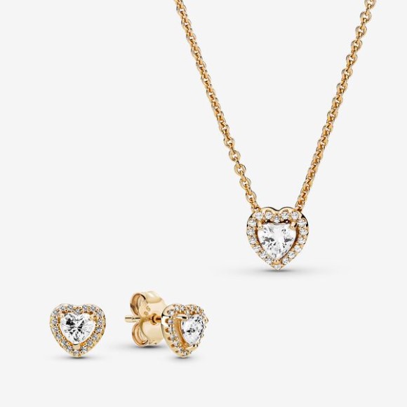 Elevated Hearts Of Gold Necklace And Earring Set Pandora Jewellery South Africa