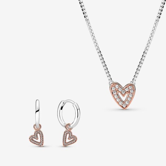 Freehand Heart Necklace And Earring Set Pandora Jewellery South Africa