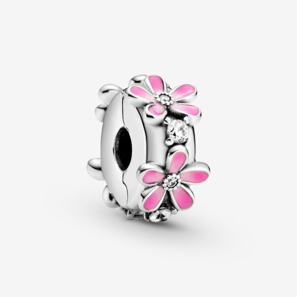 Pink Daisy Flower Clip Charm Pandora Jewellery South Africa Sterling Silver