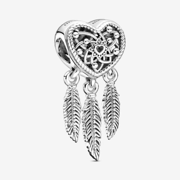 Openwork Heart Three Feathers Dreamcatcher Charm Pandora Jewellery South Africa