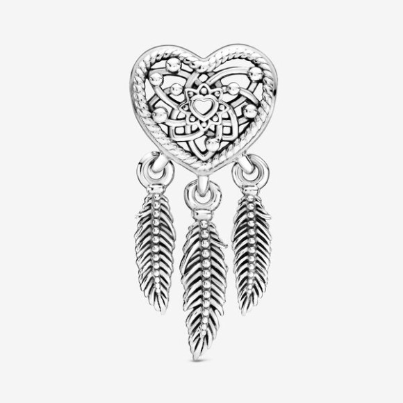 Openwork Heart Three Feathers Dreamcatcher Charm Pandora Jewellery South Africa
