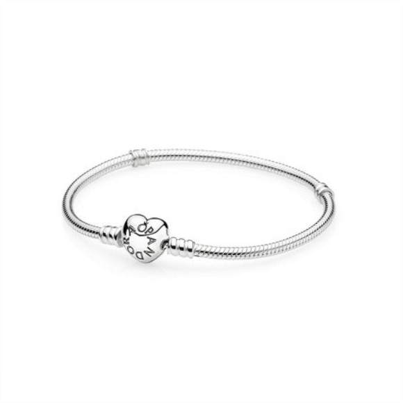 Pandora Jewellery South Africa Moments Women Sterling Silver Snake Chain Charm Bracelet with Heart Clasp
